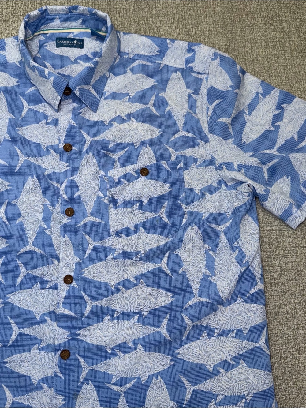 Caribbean Joe Blue Shark Hawaiian Shirt